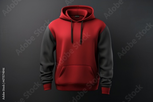 Blank red hoodie template. Hoodie sweatshirt long sleeve with clipping path, hoody for design mockup for print.