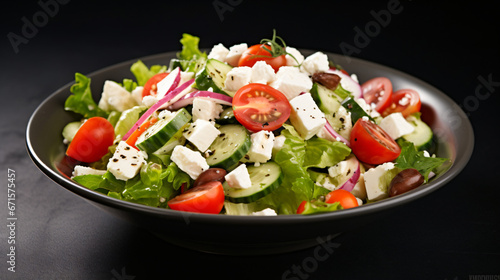  Salad with cheese and fresh vegetables.