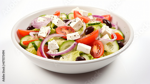  Salad with cheese and fresh vegetables.
