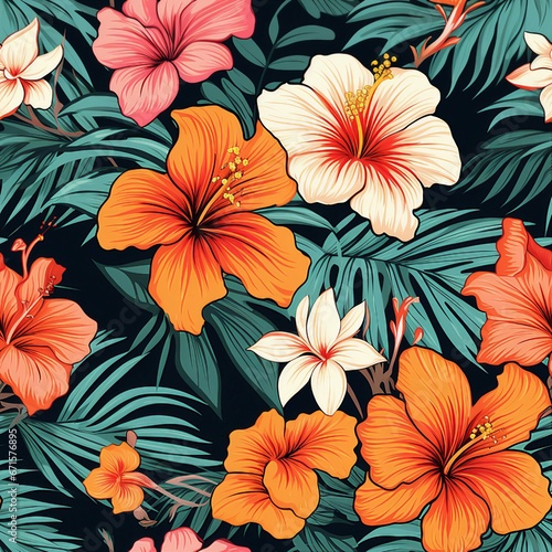 Exotic Tropical Blooms Pattern © Michael