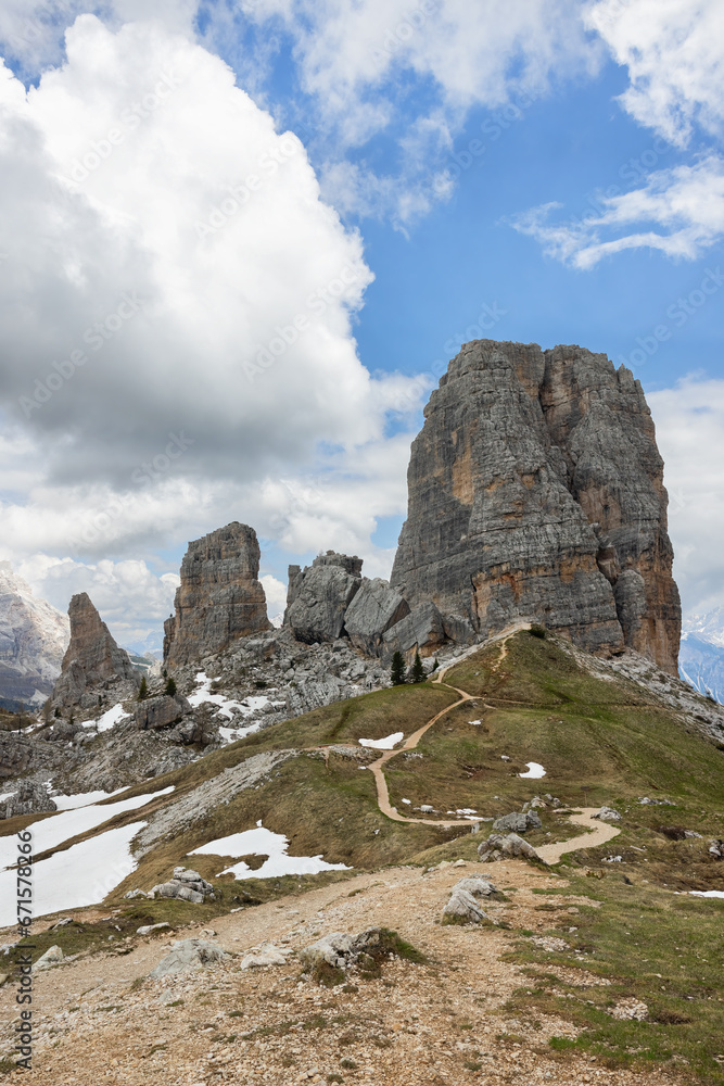 Fototapeta premium landscape in the Dolomites, Five Towers(Cinque Torri)