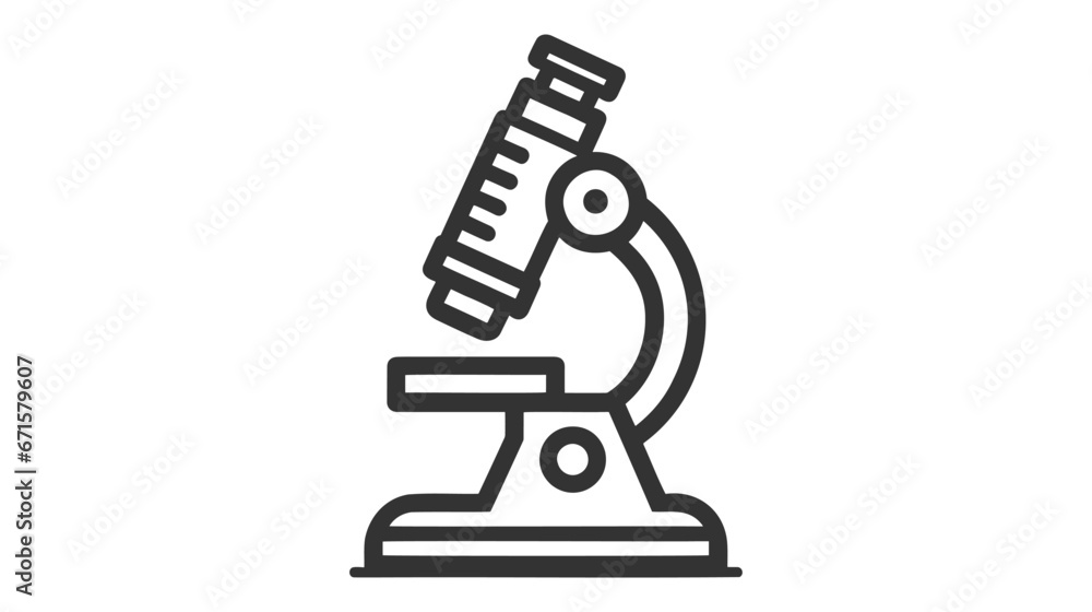 Simple microscope line icon. Stroke pictogram. Vector illustration isolated on a white background. Simple microscope line icon. Stroke pictogram. Vector illustration isolated on a white background.