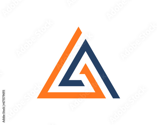 L and A letter in triangle shape logo