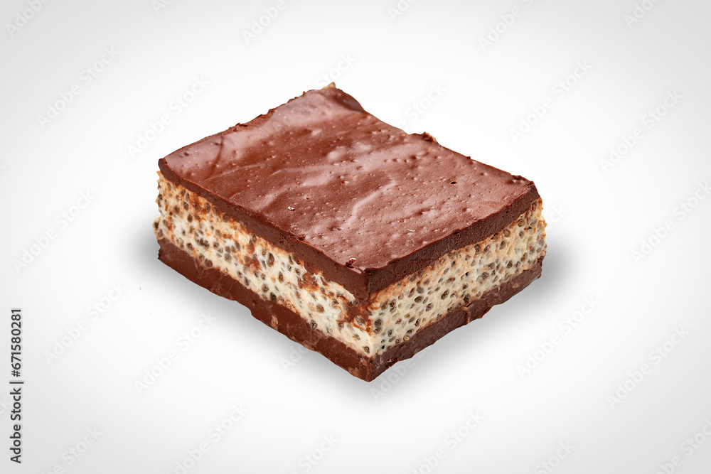Handmade brownie, chocolate soufflé, sugar-free and gluten-free. Proper Nutrition. Isolated image on a white background. Handmade brownie, chocolate soufflé, sugar-free and gluten-free. Proper Nutrition. Isolated image on a white background.