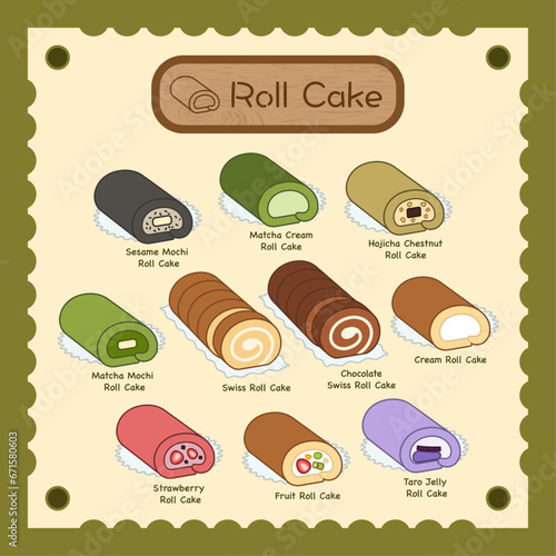 Roll Cake Dessert in Different Flavors