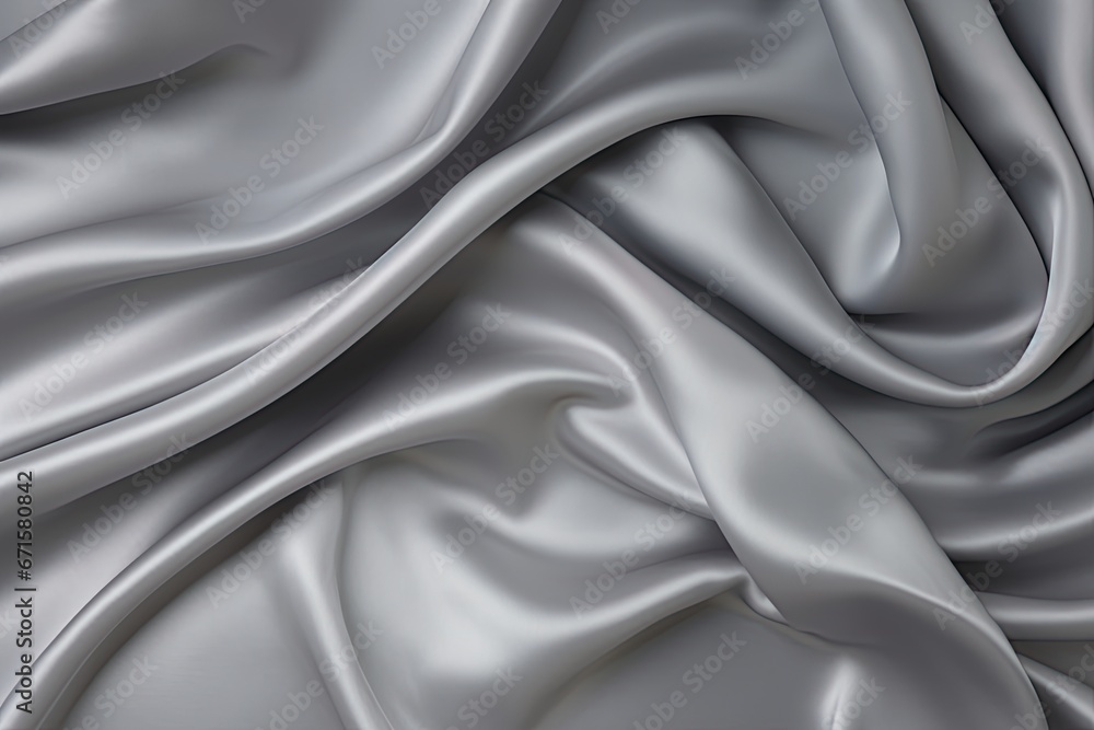 Fototapeta premium Gray wrinkled silk cloth. Use for flags and photo montage. Generative Ai