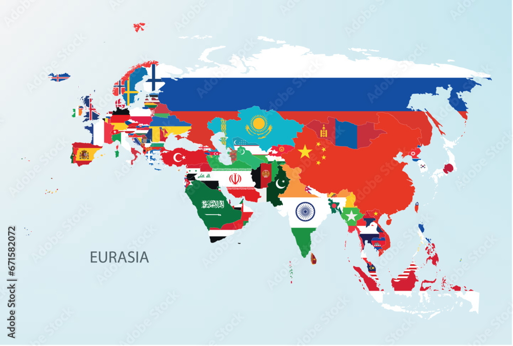 Obraz premium the eurasia map divided by countries. Vector illustration