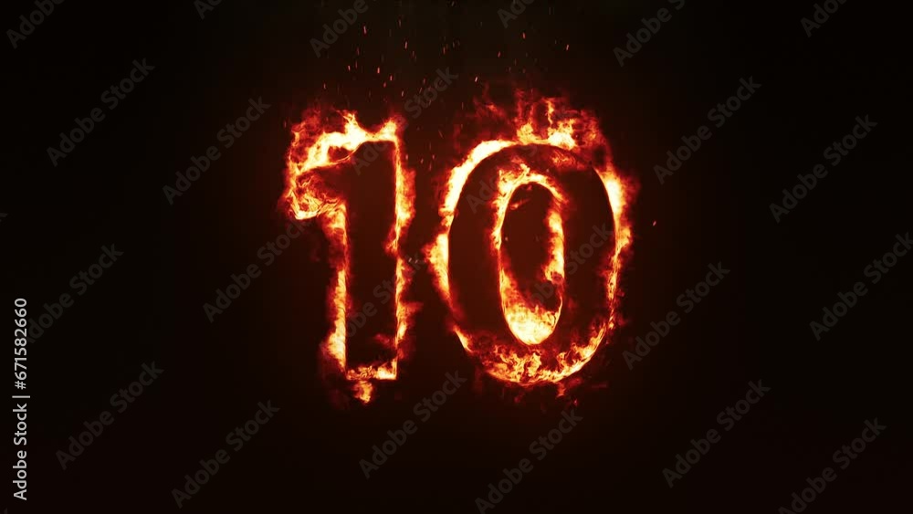 Burning Number 10. Fire Number Burning Number 10. Fire Number