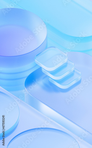 Fototapeta Naklejka Na Ścianę i Meble -  Abstract glass shape background, 3d rendering.