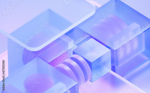 Fototapeta Naklejka Na Ścianę i Meble -  Abstract glass shape background, 3d rendering.