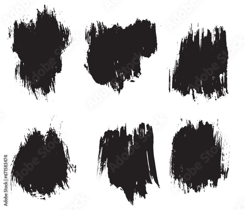 Grunge paint black color brush stroke collection