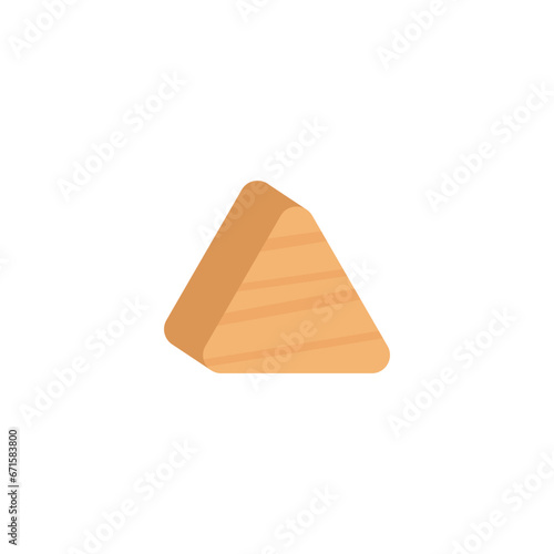 Volumetric triangle wooden toy flat style, vector illustration