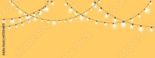Christmas lights, garland, background banner