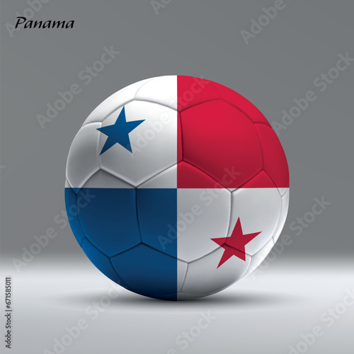3d realistic soccer ball iwith flag of Panama on studio background