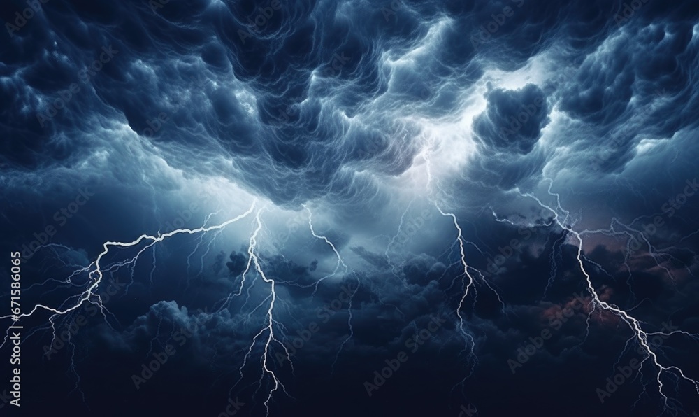 Fiery thunderstorm over the sea. Thunderstorm and lightning in the night sky. Fiery thunderstorm over the sea. Thunderstorm and lightning in the night sky.