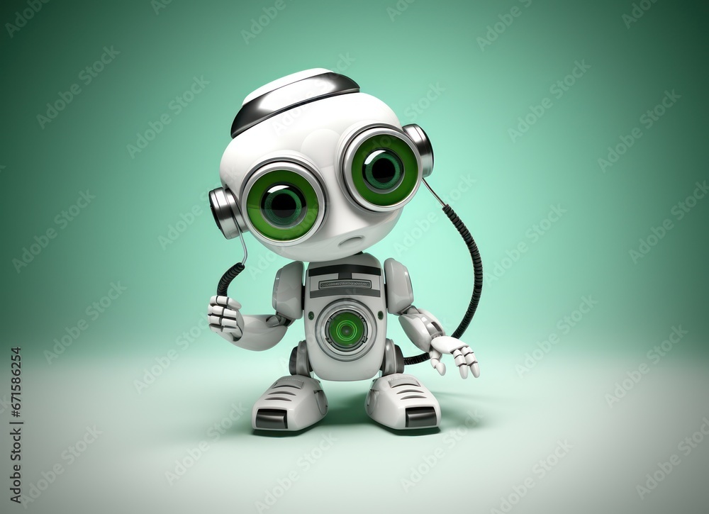 Friendly cute cartoon robot. Technology concept. Customer support chatbot, online consultant, assistant. Kawaii bot, Robotic toy. Friendly cute cartoon robot. Technology concept. Customer support chatbot, online consultant, assistant. Kawaii bot, Robotic toy.
