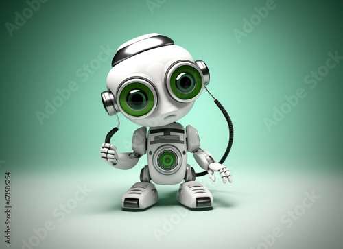 Friendly cute cartoon robot. Technology concept. Customer support chatbot, online consultant, assistant. Kawaii bot, Robotic toy. © zayatssv