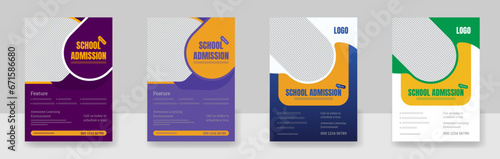 set of 4 Mega collection school admission flyer design template.Kids back to school education admission flyer.