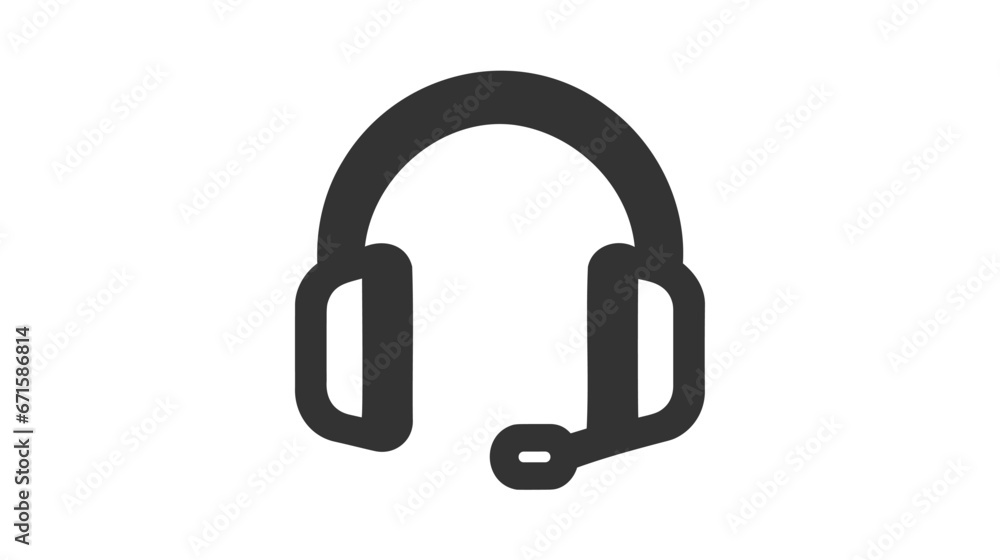 Headphones earphones flat icon. Headset silhouette Headphones earphones flat icon. Headset silhouette