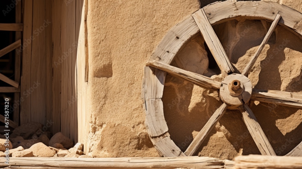 Detail of an old wooden mill, Dakhla, Egypt
