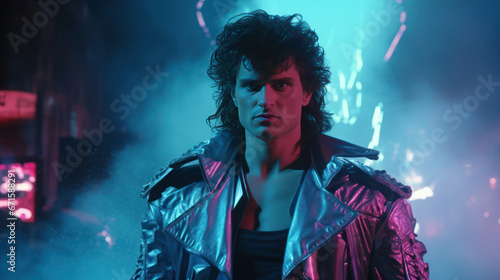 80s movie star or music video man.