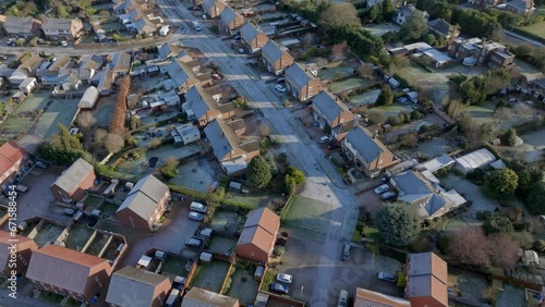 Houses on a Frosty UK Morning Aerial View photo