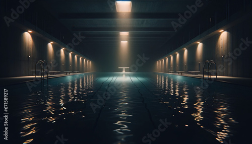 Nocturnal Stillness of the Abandoned Pool