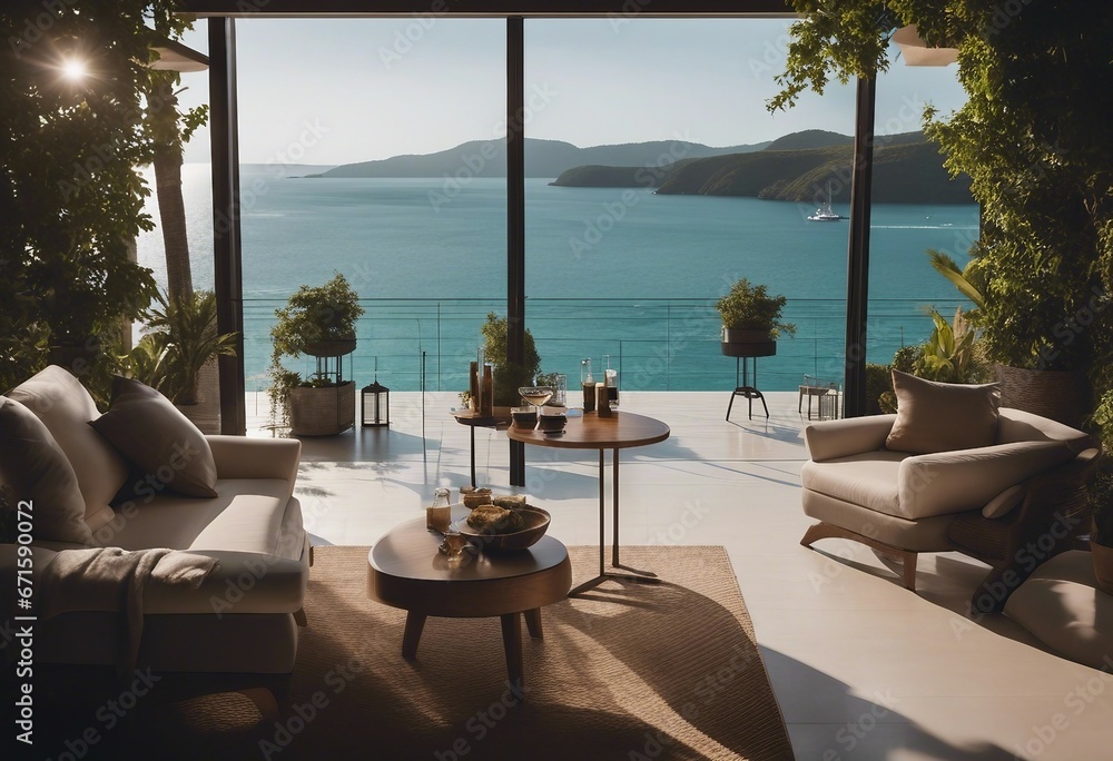 Luxury terrace with breath-taking view of the sea lagoon