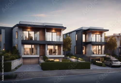 Modern modular private townhouses Residential architecture exterior