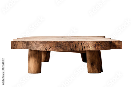 Wooden Coffee Table Isolated on Transparent Background. Ai