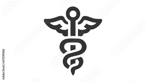 Modern depiction of the caduceus, vector silhouette