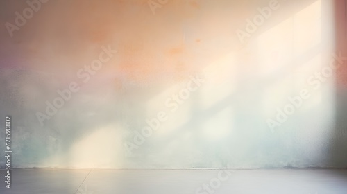 Painting of light reflection on empty wall. Watercolor pastel colors aesthetic minimalism background with neutral style. Empty wall with color gradients as elegant and simple backdrop photo
