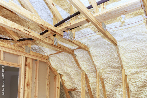 Canvas Print This is spray foam wall that being used as thermal hydro insulation in new home