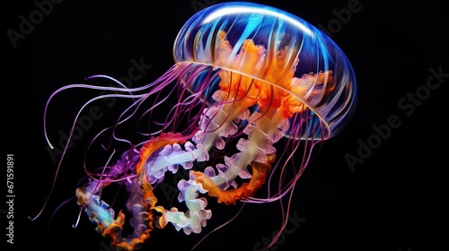 Jellyfish with intricate colors

