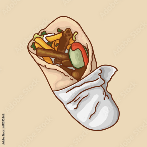 Gyros. Popular sandwich with pork.