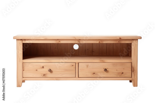 Wooden TV Stand Isolated on Transparent Background. Ai
