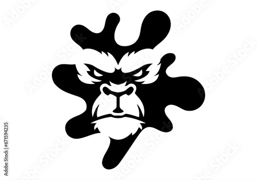 angry, animal, ape, boss, bow tie, cigar, cigarette, club, fitness, gaming, gorilla, gorilla head, gym, icon, illustration, King Kong, logo, mascot, monkey, muscle, pipe, power, silverback, smoke,