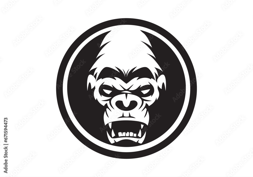 Fototapeta premium angry, animal, ape, boss, bow tie, cigar, cigarette, club, fitness, gaming, gorilla, gorilla head, gym, icon, illustration, King Kong, logo, mascot, monkey, muscle, pipe, power, silverback, smoke,