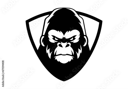 angry, animal, ape, boss, bow tie, cigar, cigarette, club, fitness, gaming, gorilla, gorilla head, gym, icon, illustration, King Kong, logo, mascot, monkey, muscle, pipe, power, silverback, smoke,