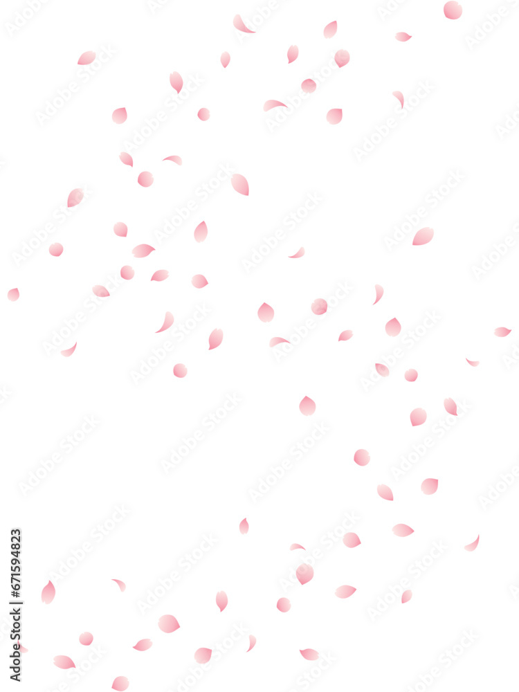 グラデーションな桜の花びらがS字カーブを描きながら舞う縦背景のイラスト