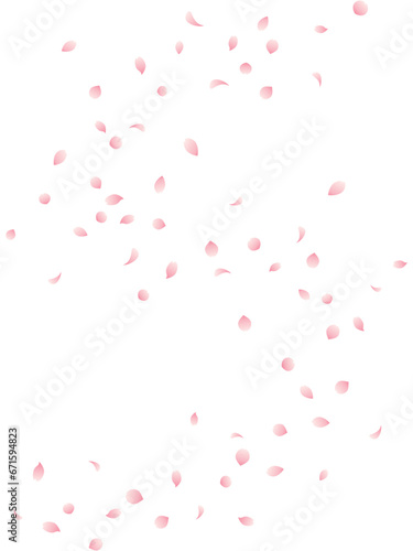 グラデーションな桜の花びらがS字カーブを描きながら舞う縦背景のイラスト