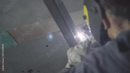 Skilled TIG Welder Crafting Precision Joints, Expert Welding Artistry in Industrial Fabrication Excellence, 4K High-Quality Footage