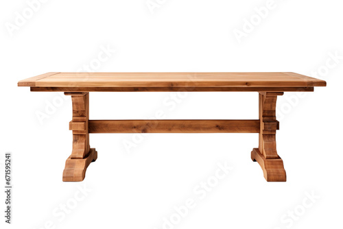 Wooden Dining Table Isolated on Transparent Background. Ai