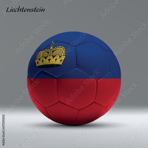 3d realistic soccer ball iwith flag of Liechtenstein on studio background