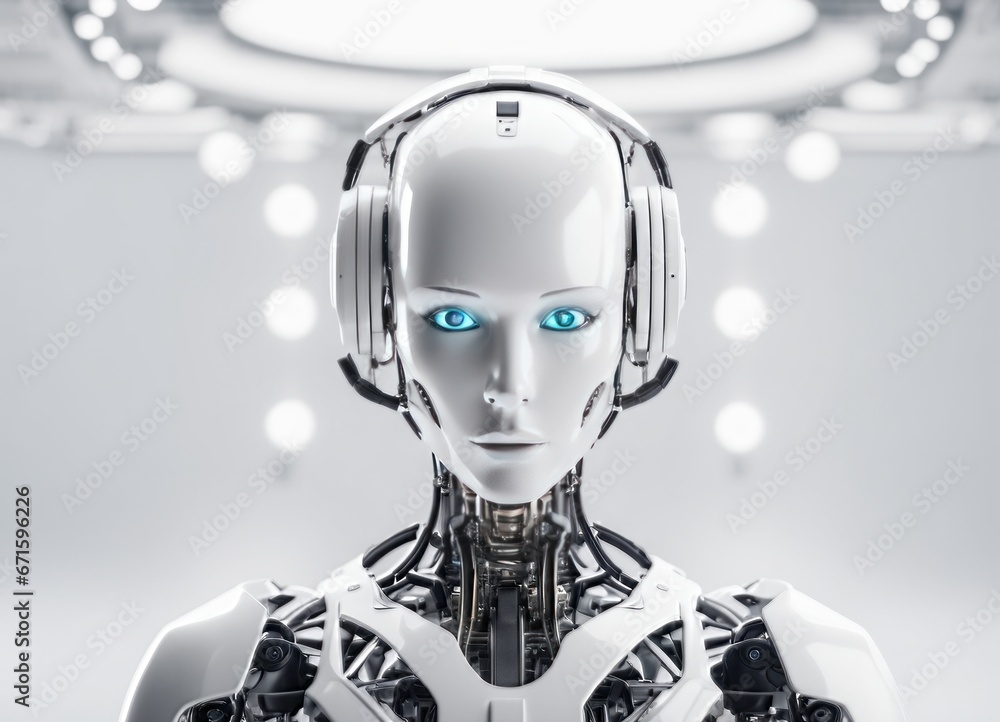 Humanoid female robot in an artificial intelligence laboratory Humanoid female robot in an artificial intelligence laboratory