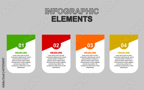 infographic element design with 4 colorful steps for presentation and business. infographic planning design for presentations.
