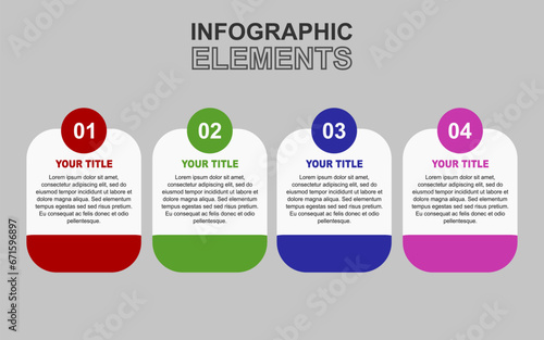 infographic template with 4 colorful steps for presentations, business and posters.