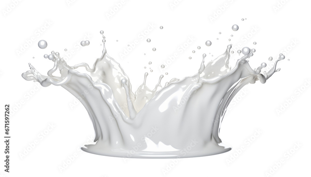 milk splash isolated on transparent background cutout