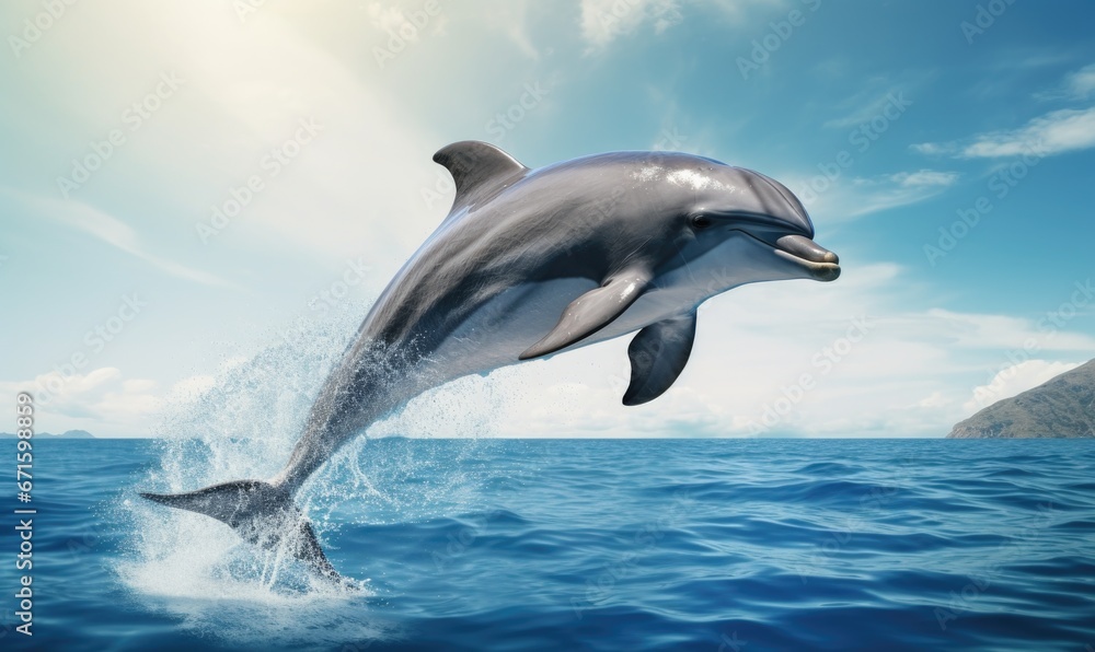 Obraz premium Dolphins jumping out of the water. Nature background