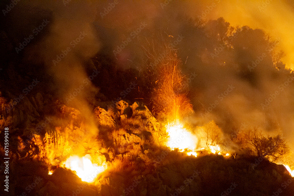 fire in the forest on mountain fire in the forest on mountain